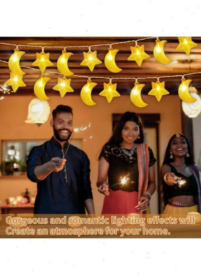 أضواء رمضان ، 20 ليد الستار أضواء الزخرفية ، 3 متر الدافئة الأبيض للماء القمر ستار سلسلة أضواء لنافذة غرفة المعيشة شرفة في الهواء الطلق احتفالي - Image 5